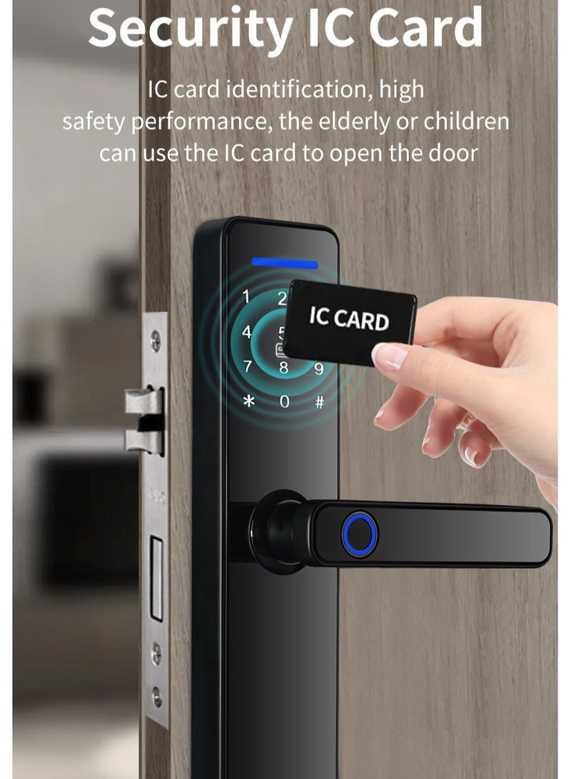 Smart Door Lock with Fingerprint+Password+Card+Key+App features, Aluminum Body, Tempered Glass, 4585 Mortise  - Image 5