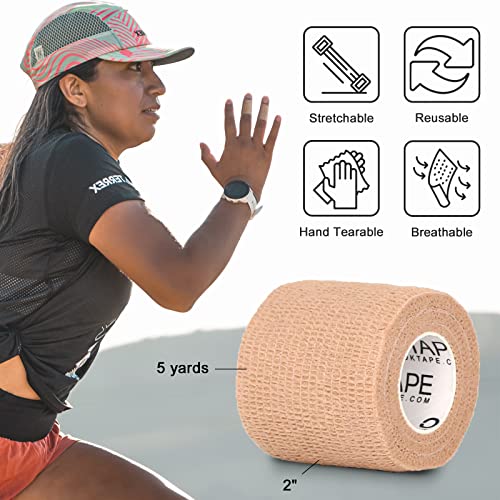 OK TAPE Self Adherent Cohesive Bandages Wrap 12Packs, 2 Inches X 5 Yards, Non-Woven Self Adhesive Athletic Sports wrap Tape, Vet Wrap Bandages Tape, for Thumb Finger Wrist Ankle (Beige) - Image 2