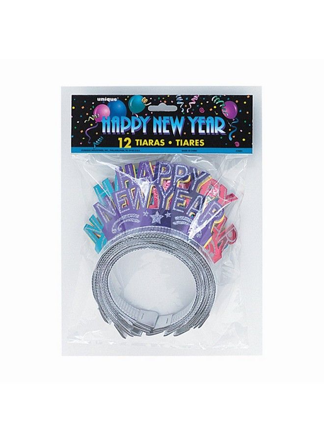 Unique Glittery New Year Paper Tiaras Assorted Colors 12 Pcs - Image 2