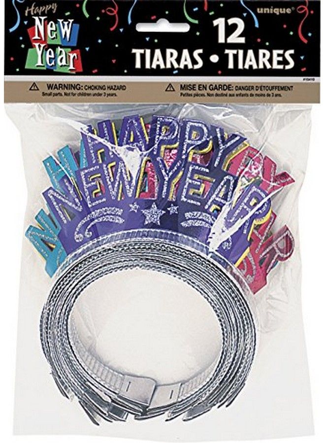 Unique Glittery New Year Paper Tiaras Assorted Colors 12 Pcs - Image 3