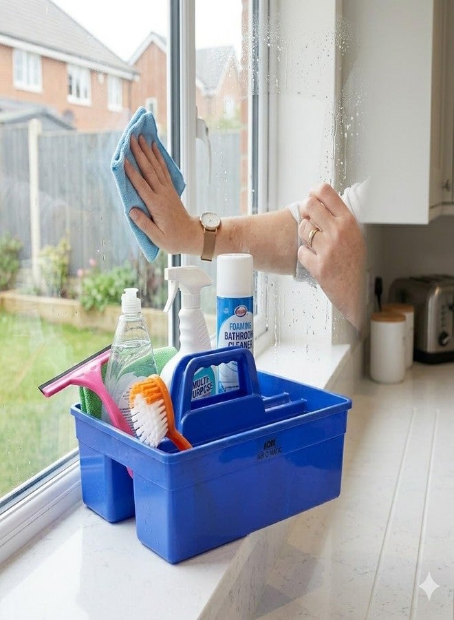PUFFIN Plastic Handy Caddy Bucket, Blue, Small, Multipurpose for Cleaning, Gardening, Crafting, Kitchen, Office, and Car Use - Image 3