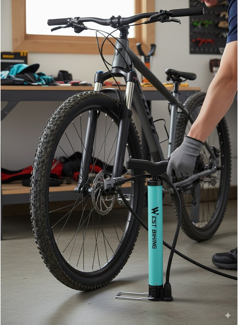 WEST BIKING Bicycle Air Pump Portable Lightweight Bike Tyre Pump  with Ball Needle - Image 2