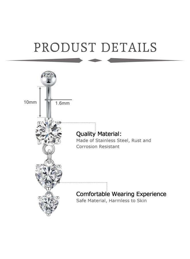 VCMART Belly Button Ring Belly Button Piercing Surgical Steel Belly Rings 14G Belly Button Rings Belly Navel Rings Piercing Jewelry, Metal, stainless-steel - Image 2