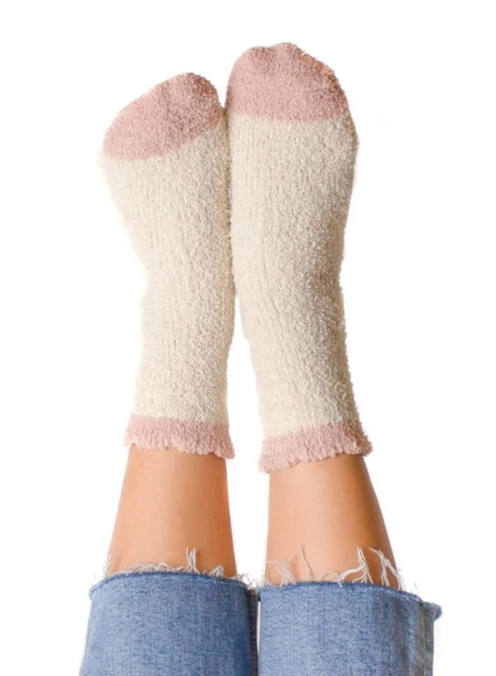 Prickly Pear Double Peach Cozy Slipper Socks, Womens, One Size Fits Most