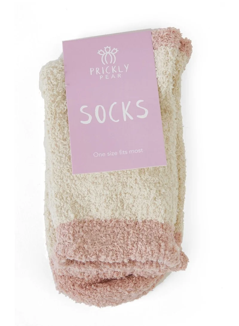 Prickly Pear Double Peach Cozy Slipper Socks, Womens, One Size Fits Most
