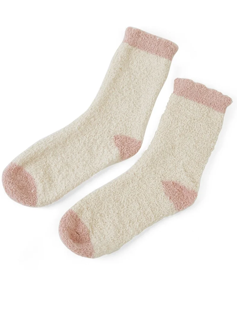 Prickly Pear Double Peach Cozy Slipper Socks, Womens, One Size Fits Most