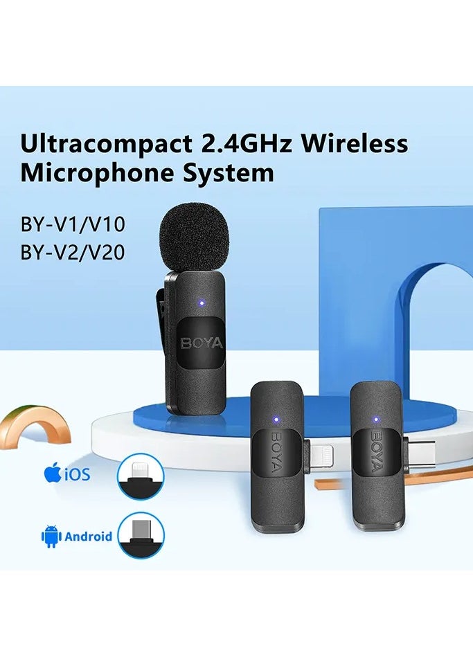BOYA BY-V10 Ultracompact Wireless Microphone System with USB-C for Mobile (2.4 GHz)