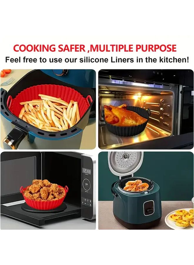 Blue Reusable Silicone Air Fryer Liner Non Stick Easy Clean Baking Roasting Microwave Safe - Image 5