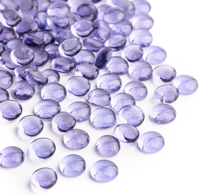 Meschett 1 LB Purple Glass Marbles, Mini Flat Glass Beads~150 PCS for Vase Fillers, Floral Bottom Mancala Gems Pebbles Fish Tank Rocks for Table Aquarium,Home Decor Art Craft Supplies(0.5"~0.7") - Image 1