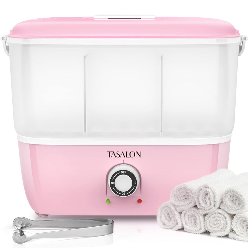 TASALON TASALON Hot Towel Steamer for Facials, Hot Towel Warmer Quickly Heats Up in 5 Minutes, Portable Towel Machine Fits 16 Mini Towels, Salon Equipment Towel Warmer for Facials, Spa, Massage, Pink