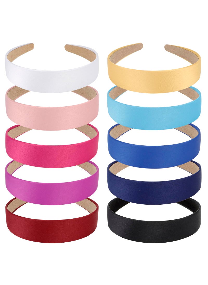 Velscrun VELSCRUN Pink White Black Blue Red Headband 10 Pack Satin Headbands for Women Girls Non Slip 1 Inch Women Hair Bands Halloween Cosplay Diy Holiday Head Band Gifts for Mothers Sisters Hair Accessories 