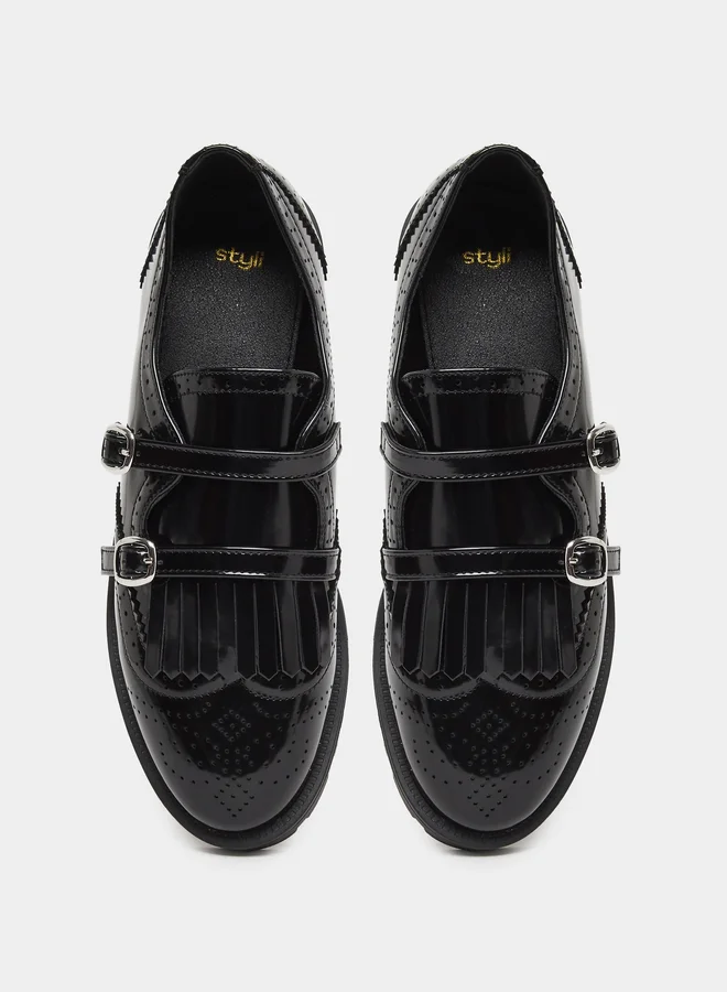 Styli Styli Leather Look Textured Loafers