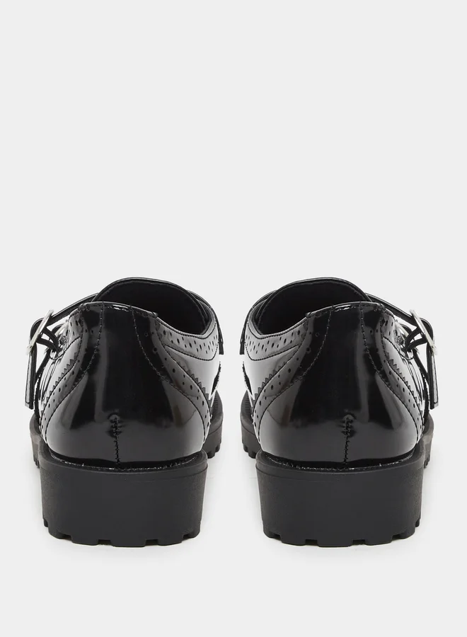Styli Styli Leather Look Textured Loafers
