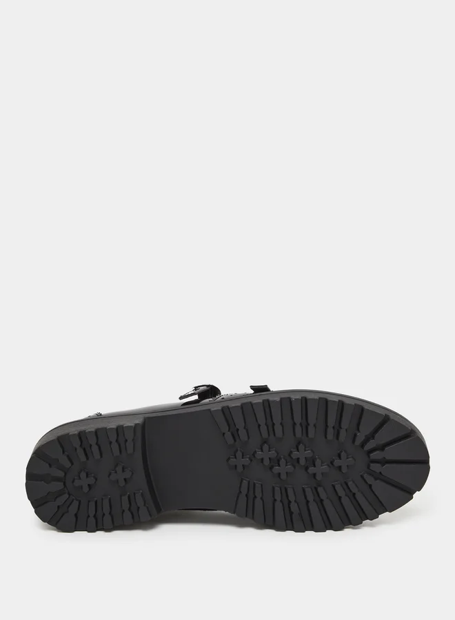 Styli Styli Leather Look Textured Loafers