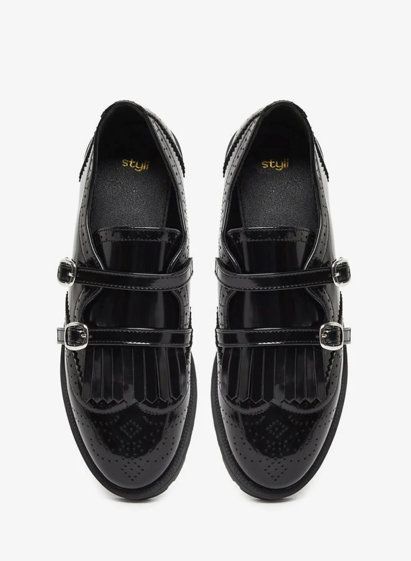 Styli Styli Leather Look Textured Loafers