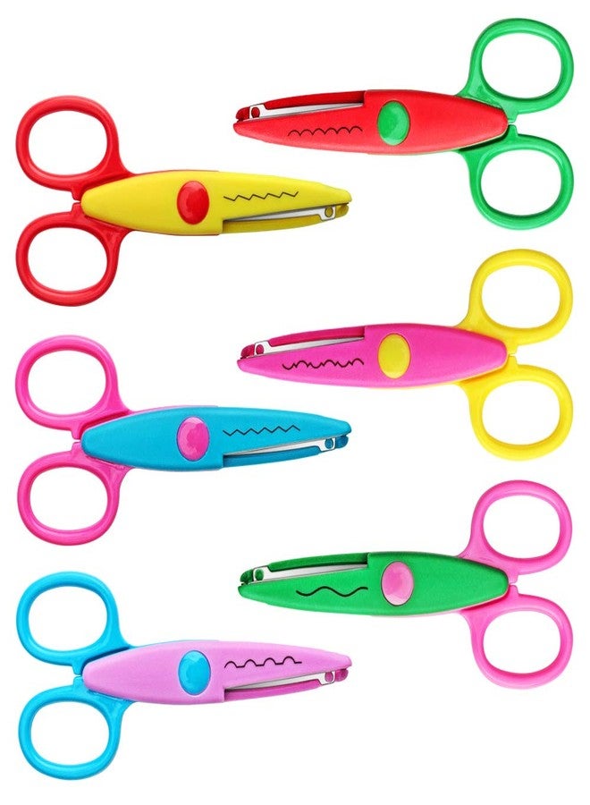 Asdirne Craft Scissors Decorative Edge, ABS Resin Scrapbook Scissors with 6 Pattern, Safe for Kids, Smoothly Cutting, Set of 6, Funny&Colorful - Image 1