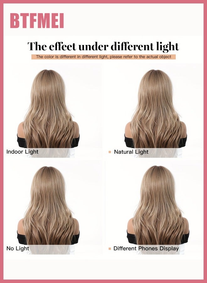 BTFMEI Brown Layered Wavy Wig with Bangs for Women – 60cm Synthetic Heat Resistant Fiber, Natural Fashion Wig, Comfortable Full Head Hairpiece with Free Cap for Daily Wear, Cosplay, Party, Wedding - Image 5