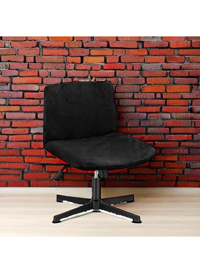Deisy Dee Velvet Cross Legged Office Chair Covers - Upgrade Your Armless Wide Seat Computer Task Chair with Soft and Vibrant Velvet Stretch Covers - Transform Your Workspace in Minutes (Black) - Image 5