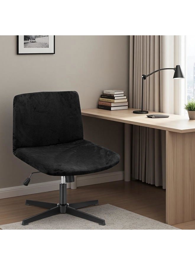 Deisy Dee Velvet Cross Legged Office Chair Covers - Upgrade Your Armless Wide Seat Computer Task Chair with Soft and Vibrant Velvet Stretch Covers - Transform Your Workspace in Minutes (Black) - Image 2