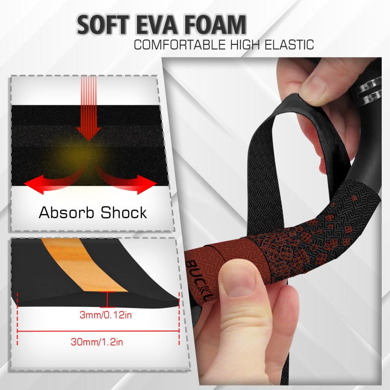 BUCKLOS Bike Handlebar Tape for Road Bike Comfortable Bicycle Handlebar Tape EVA Bike Bar Tape Grip 2 Pcs Bicycle Drop Bar Wraps Red - Image 3