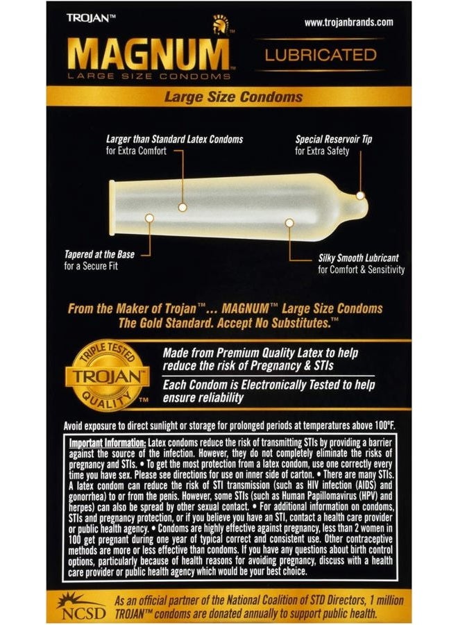 TROJAN Magnum XL Lubricated Premium Latex Condoms 12 Each - Image 5
