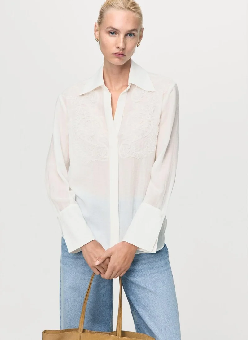 MANGO Lyocell shirt with patches
