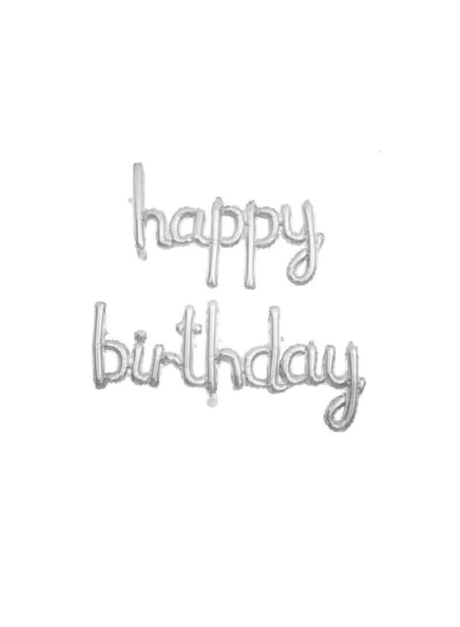 Party Time Silver Happy Birthday Letter Foil Balloon Set - Image 1
