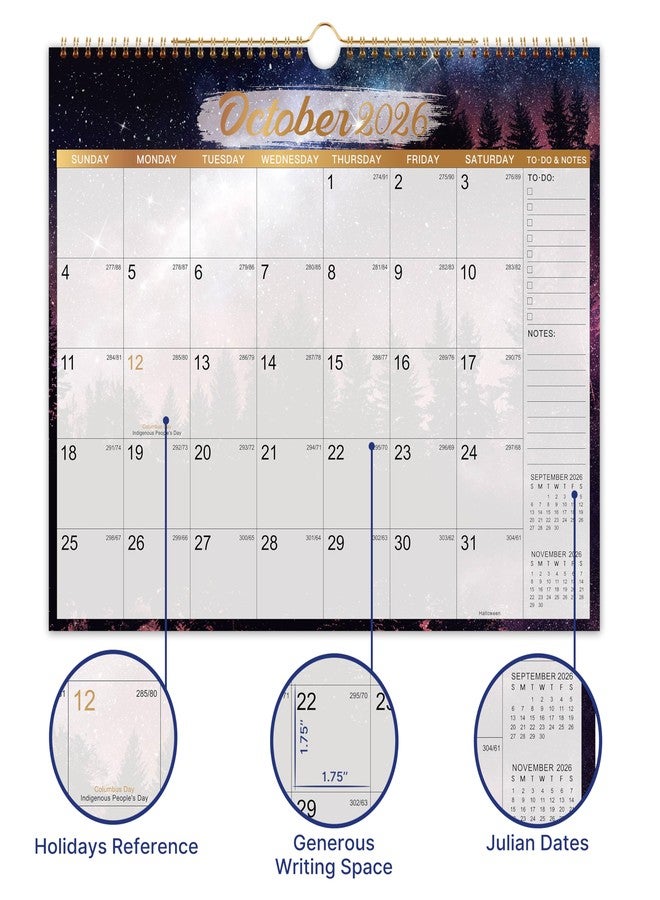Pinchoco 2025-2026 Wall Calendar - Calendar 2025-2026, Jul.2025 - Dec.2026, 18 Months Wall Calendar 2025-2026, Strong Twin-Wire Binding, Large Blocks - Image 5