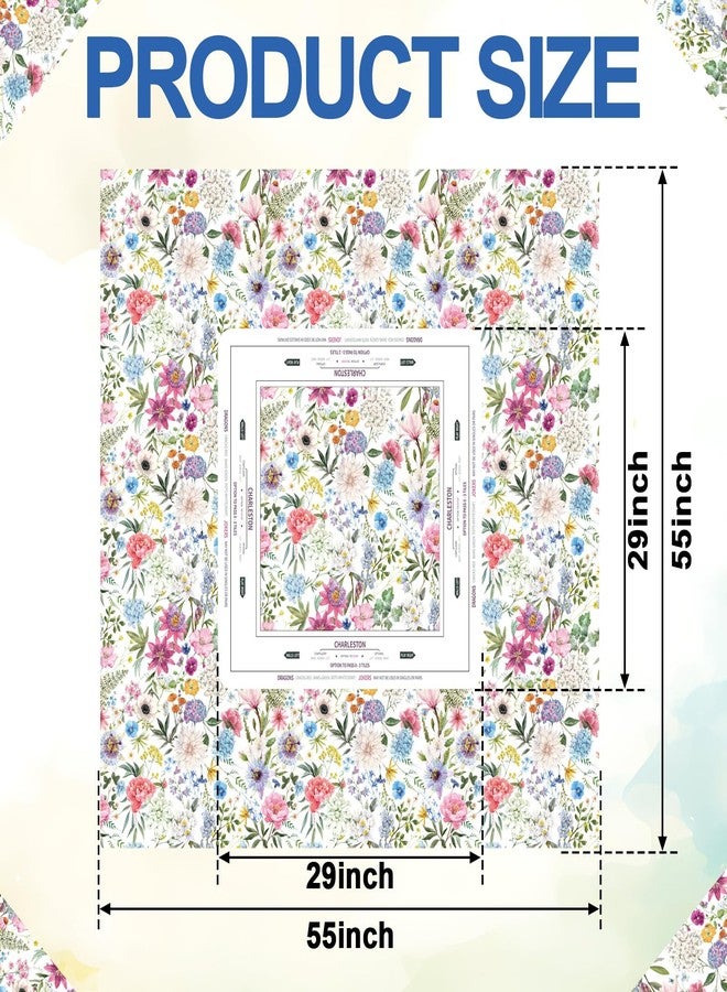 Moukeren Mahjong Tablecloth Chinoiserie Mahjong Mats Floral Card Table Cloth 55" x 55" Inch Square Tablecloth Game Table Cover with Game Rules for Beginners, Card, Board Tile Games(Floral) - Image 2