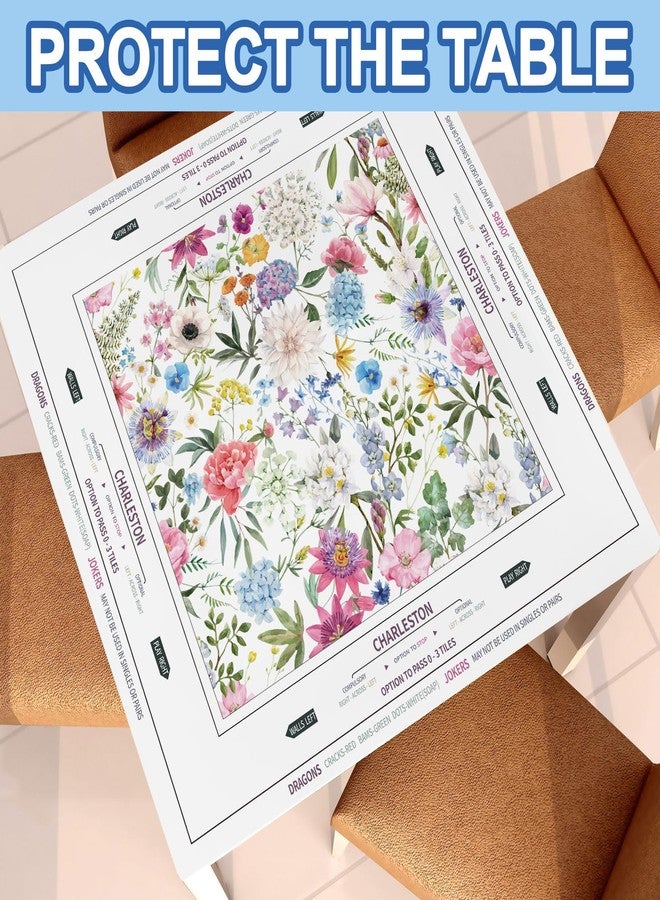 Moukeren Mahjong Tablecloth Chinoiserie Mahjong Mats Floral Card Table Cloth 55" x 55" Inch Square Tablecloth Game Table Cover with Game Rules for Beginners, Card, Board Tile Games(Floral) - Image 4