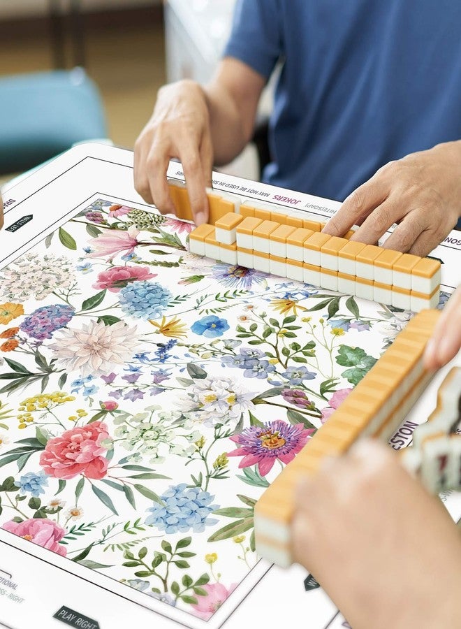Moukeren Mahjong Tablecloth Chinoiserie Mahjong Mats Floral Card Table Cloth 55" x 55" Inch Square Tablecloth Game Table Cover with Game Rules for Beginners, Card, Board Tile Games(Floral) - Image 5