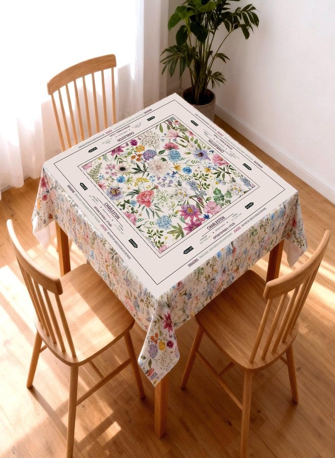 Moukeren Mahjong Tablecloth Chinoiserie Mahjong Mats Floral Card Table Cloth 55" x 55" Inch Square Tablecloth Game Table Cover with Game Rules for Beginners, Card, Board Tile Games(Floral) - Image 1