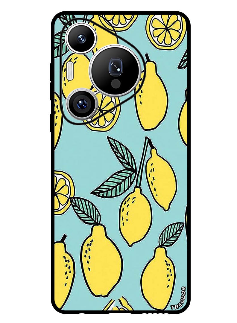Theodor Protective Case Anti Scratch Shock Proof Bumper Cover For Huawei Pura 70 Pro Lemons Background Turqoise - Image 1