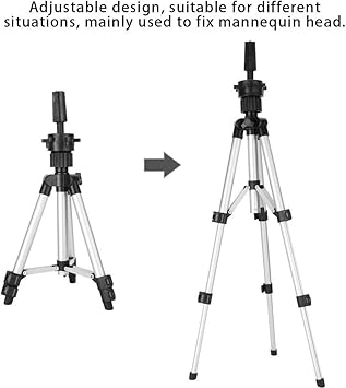 Filfeel Wig Stand Cosmetology Mannequin Stand Tripod Adjustable Hairdresser Training Mannequin Head Clamp HolderTripod - Image 3