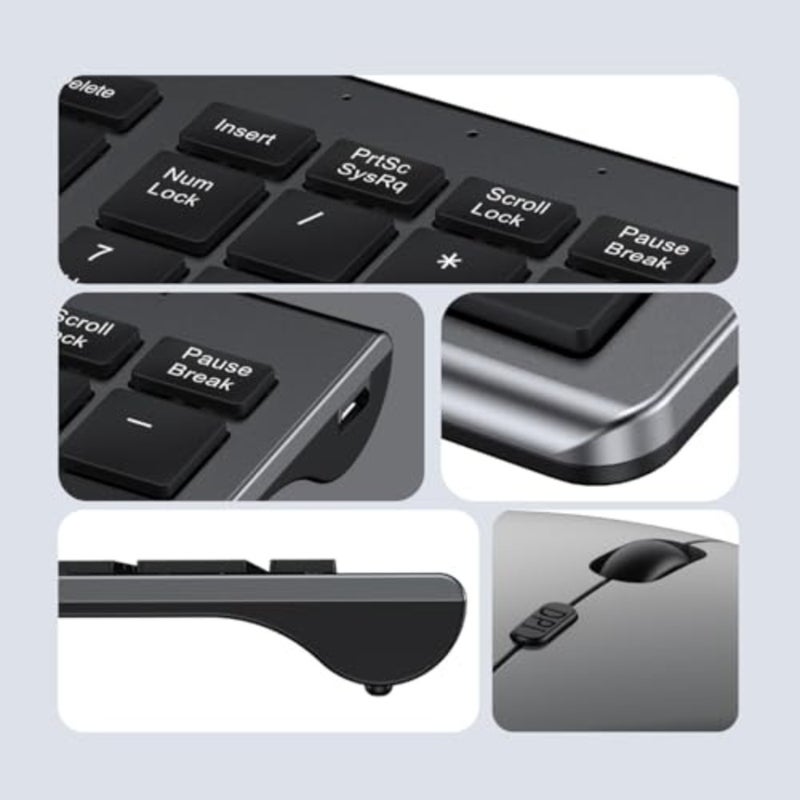 لوحة مفاتيح وماوس عربي/إنجليزي قابلان لإعادة الشحن، مستقبل USB A ونوع C 2.4G ماوس ولوحة مفاتيح لاسلكية، لوحة مفاتيح كمبيوتر وماوس شحن من النوع C للكمبيوتر الشخصي والكمبيوتر المحمول وسطح المكتب والهاتف - Image 4