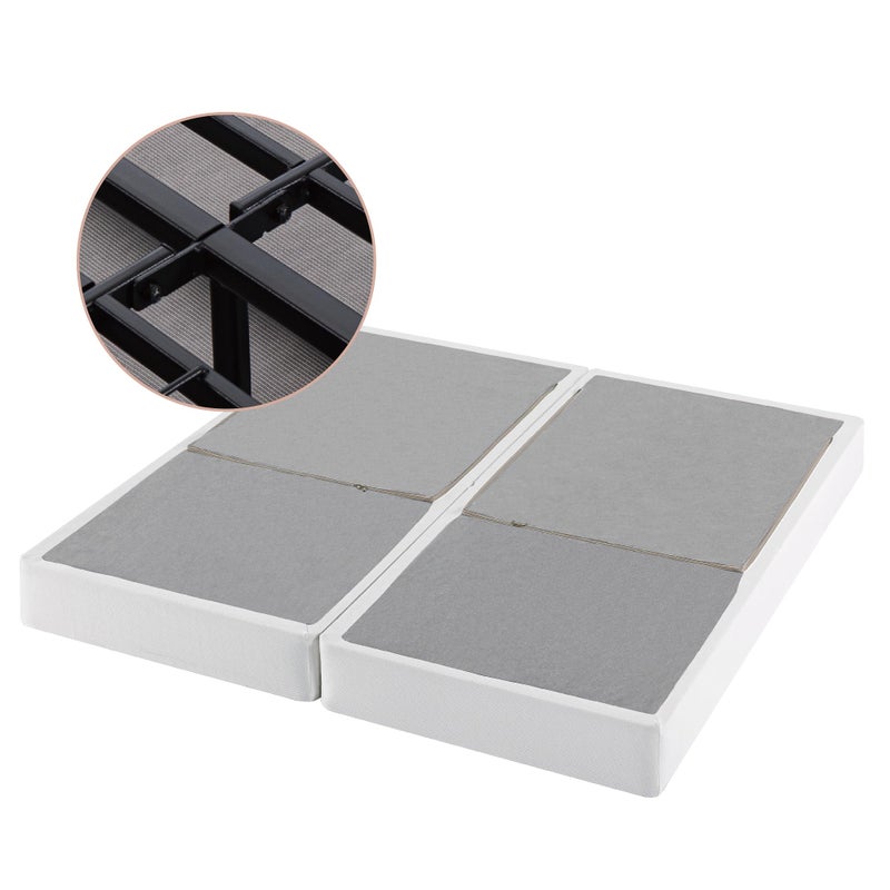 ZINUS 9 Inch No Assembly Metal Box Spring Cool Mattress Foundation Sturdy Metal Structure Split King White