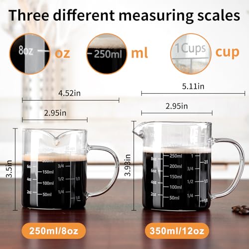 FrutPunch Glass Measuring Cup, Two-Pack (8OZ, 12OZ) with V-Shaped Mouth, Liquid Measuring Cups, Coffee Glass Measuring Cup with Handle, Suitable for Kitchen and Restaurant. - Image 2