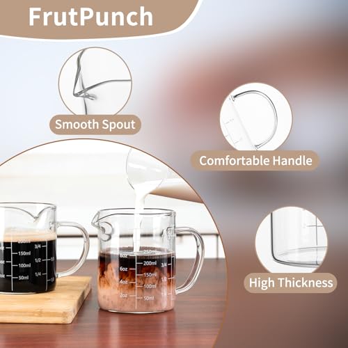 FrutPunch Glass Measuring Cup, Two-Pack (8OZ, 12OZ) with V-Shaped Mouth, Liquid Measuring Cups, Coffee Glass Measuring Cup with Handle, Suitable for Kitchen and Restaurant. - Image 5