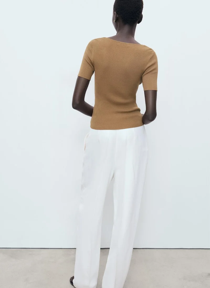 MANGO Mixed Ribbed Sweater
