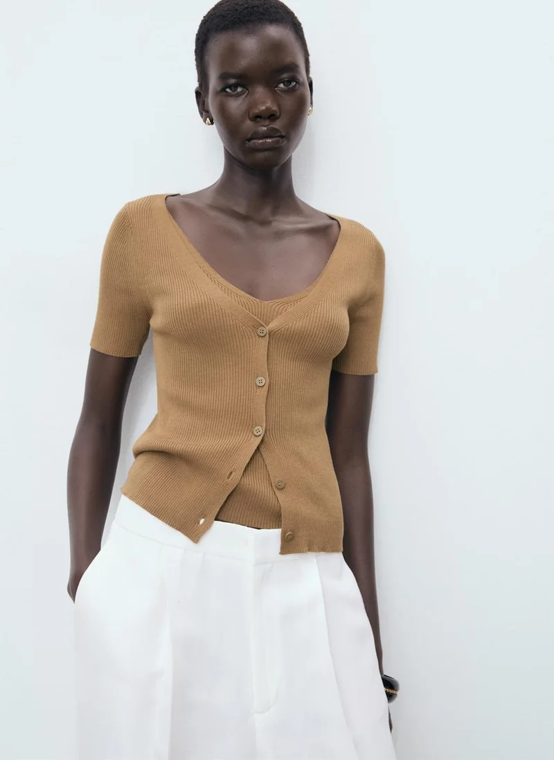MANGO Mixed Ribbed Sweater