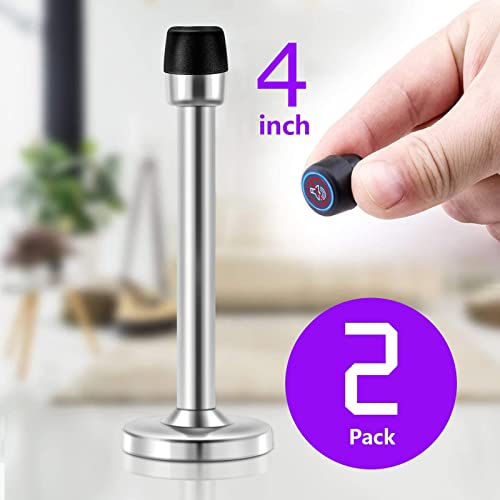 HUTLON Door Stopper 4 Inch Door Stop Wall Mounted Stainless Steel Door Stopper Rigid Brushed Satin Door Holder Silver 2 Pack - Image 3