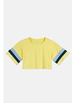 Tchibo Kids Girl Sportswear Fit Performance Cropped Top, Yellow  - Image 2