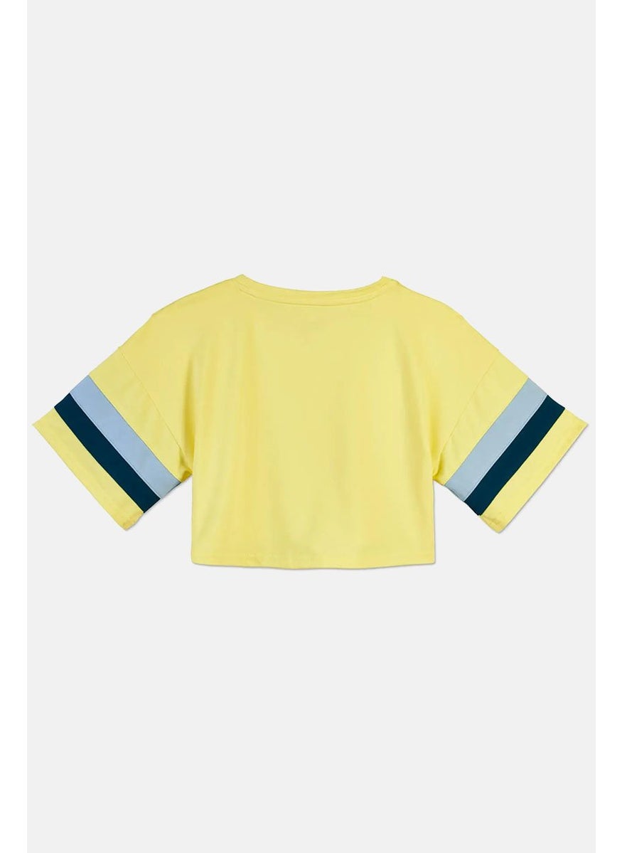 Tchibo Kids Girl Sportswear Fit Performance Cropped Top, Yellow  - Image 3