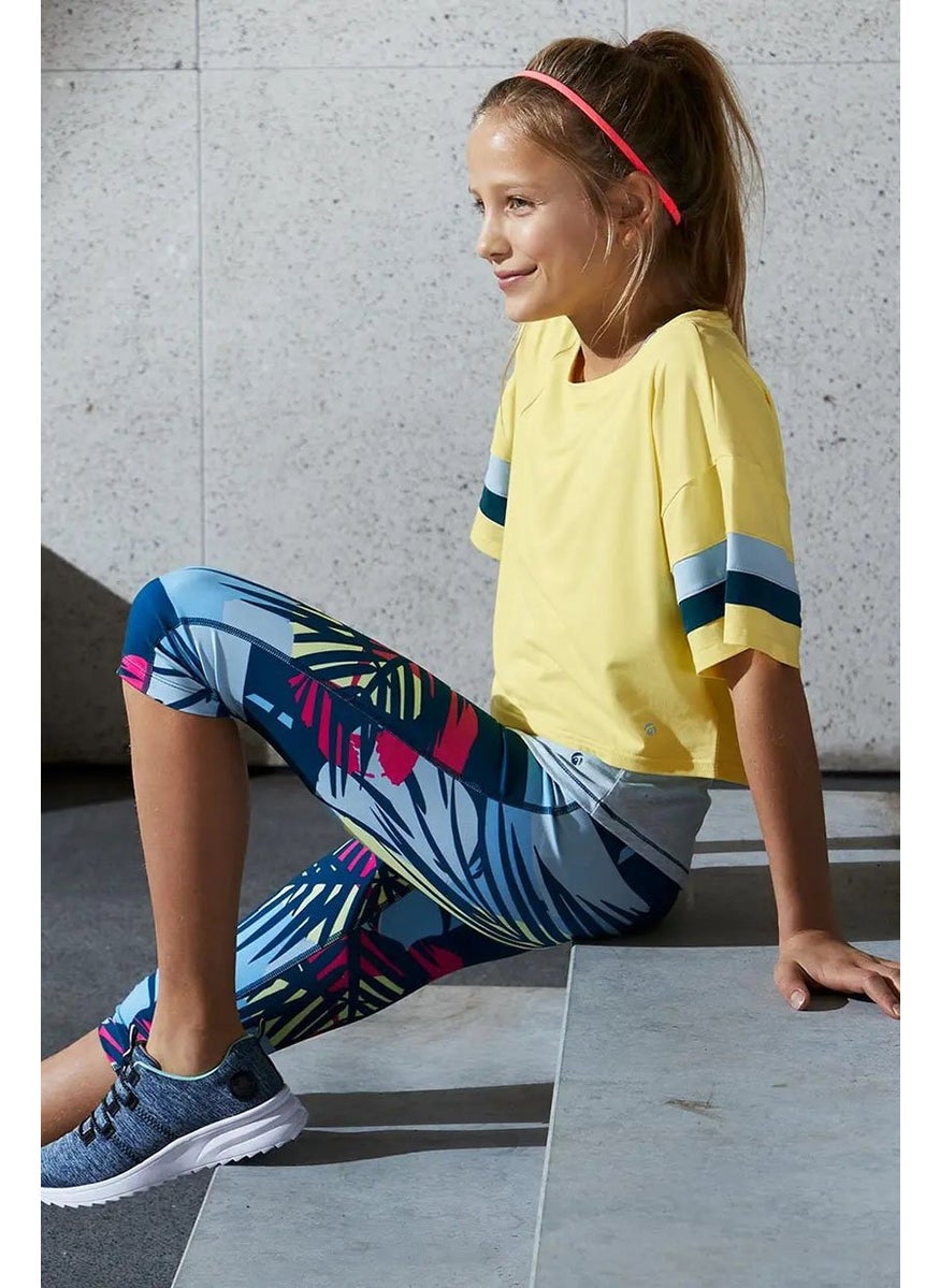 Tchibo Kids Girl Sportswear Fit Performance Cropped Top, Yellow  - Image 1