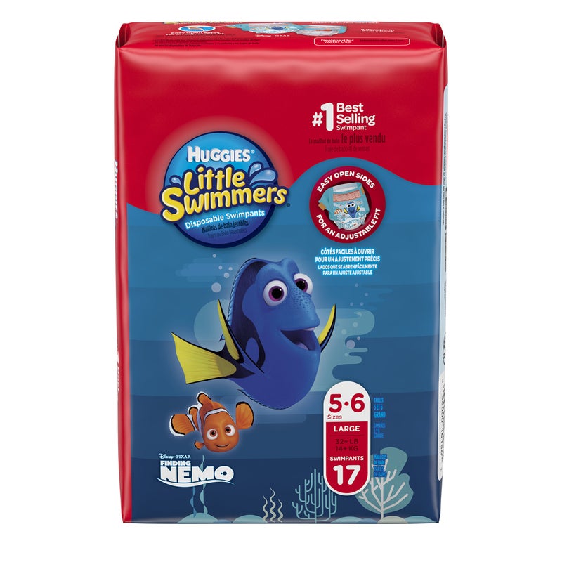Huggies Little Swimmers Disposable Swim Diapers, Swimpants, Size 5-6 Large (over 32 lb.), 17Ct. (pack of 6) (Packaging May Vary) - Image 1