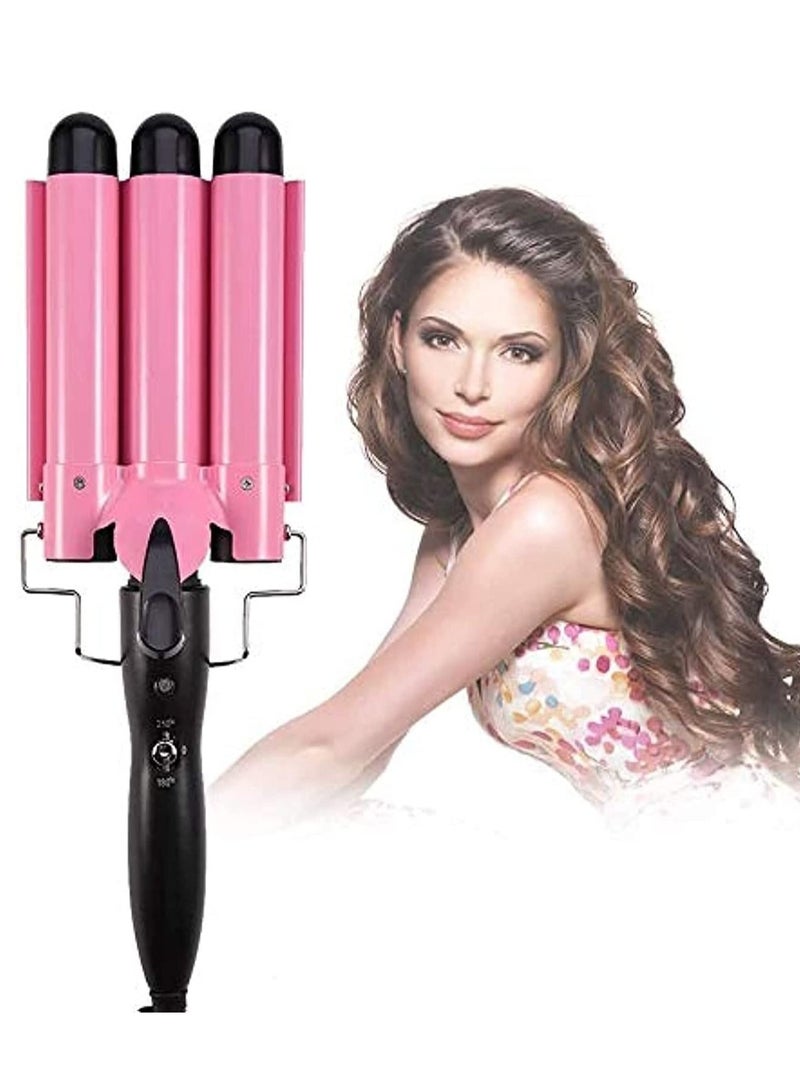 Three barrel curling iron, long-lasting curls, ceramic tourmaline curling iron, temperature control, quick heating curling iron. - Image 1