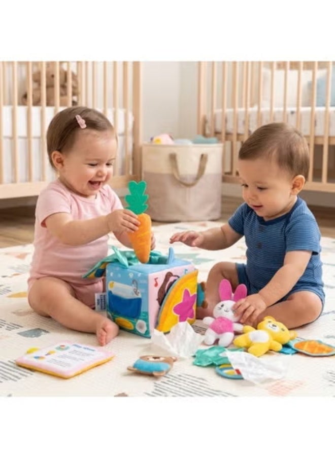 TERRIFI Soft Fabric Sensory Learning Box, Stuffed Animals Crinkle Rattle Peekaboo Baby Toy - Image 4