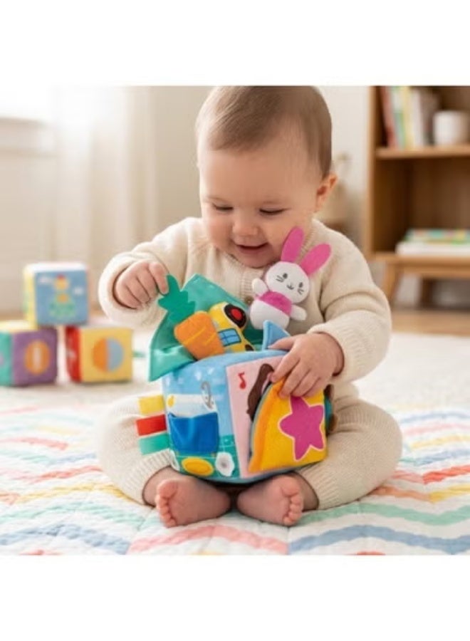 TERRIFI Soft Fabric Sensory Learning Box, Stuffed Animals Crinkle Rattle Peekaboo Baby Toy - Image 2