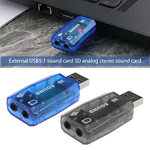 SING F LTD 4PCS External 5.1 USB Stereo Sound Card with 3.5mm Headphone and Microphone Ports 3D Virtual 5.1 Channel Audio Adapter Compatible with Windows 2 Black & 2 Blue - Image 2