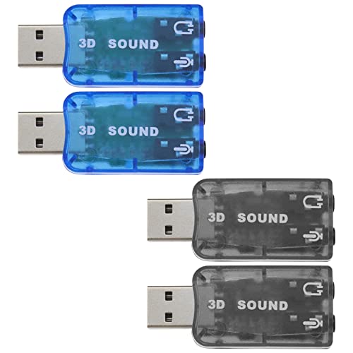 SING F LTD 4PCS External 5.1 USB Stereo Sound Card with 3.5mm Headphone and Microphone Ports 3D Virtual 5.1 Channel Audio Adapter Compatible with Windows 2 Black & 2 Blue - Image 1